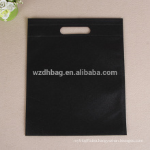 Reusable Wholesale Black Color Promotional Non Woven Die Cut Genal Bag